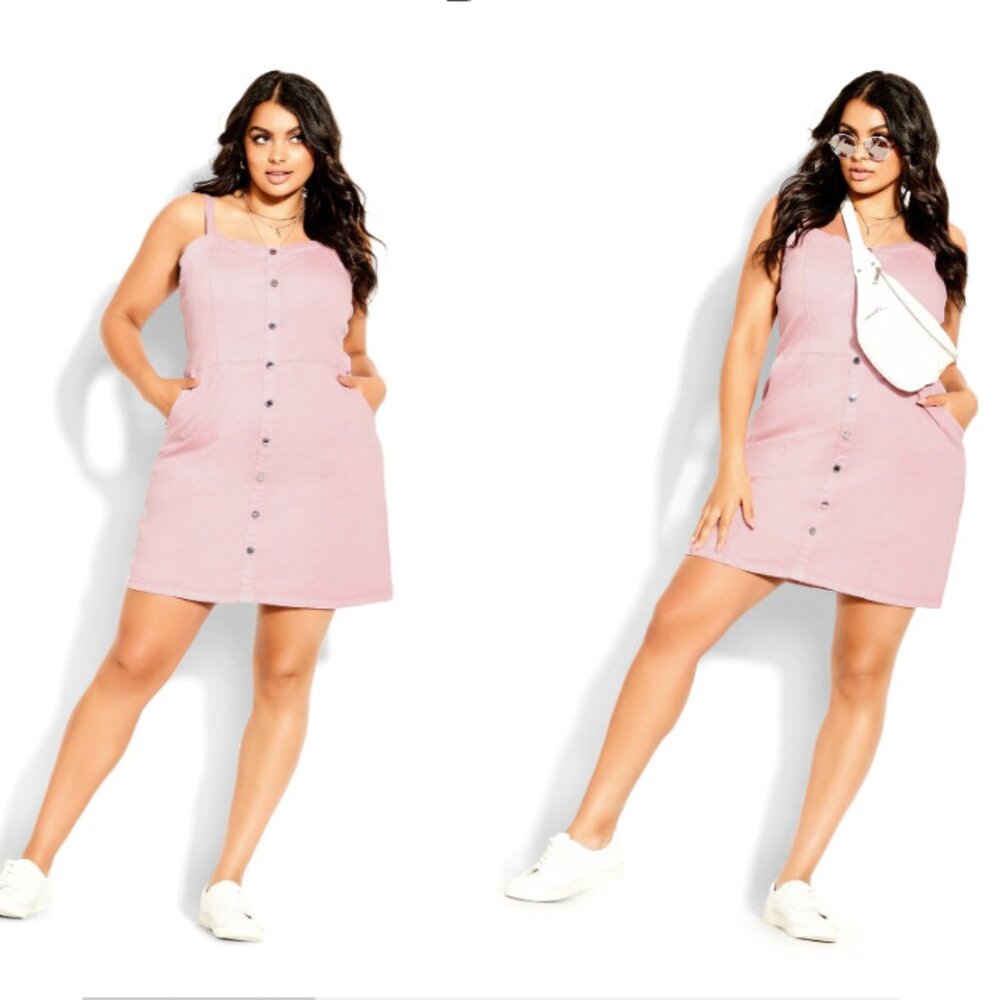 City Chic Sweet Jane Dress - dusty pink - size 14 (XS)